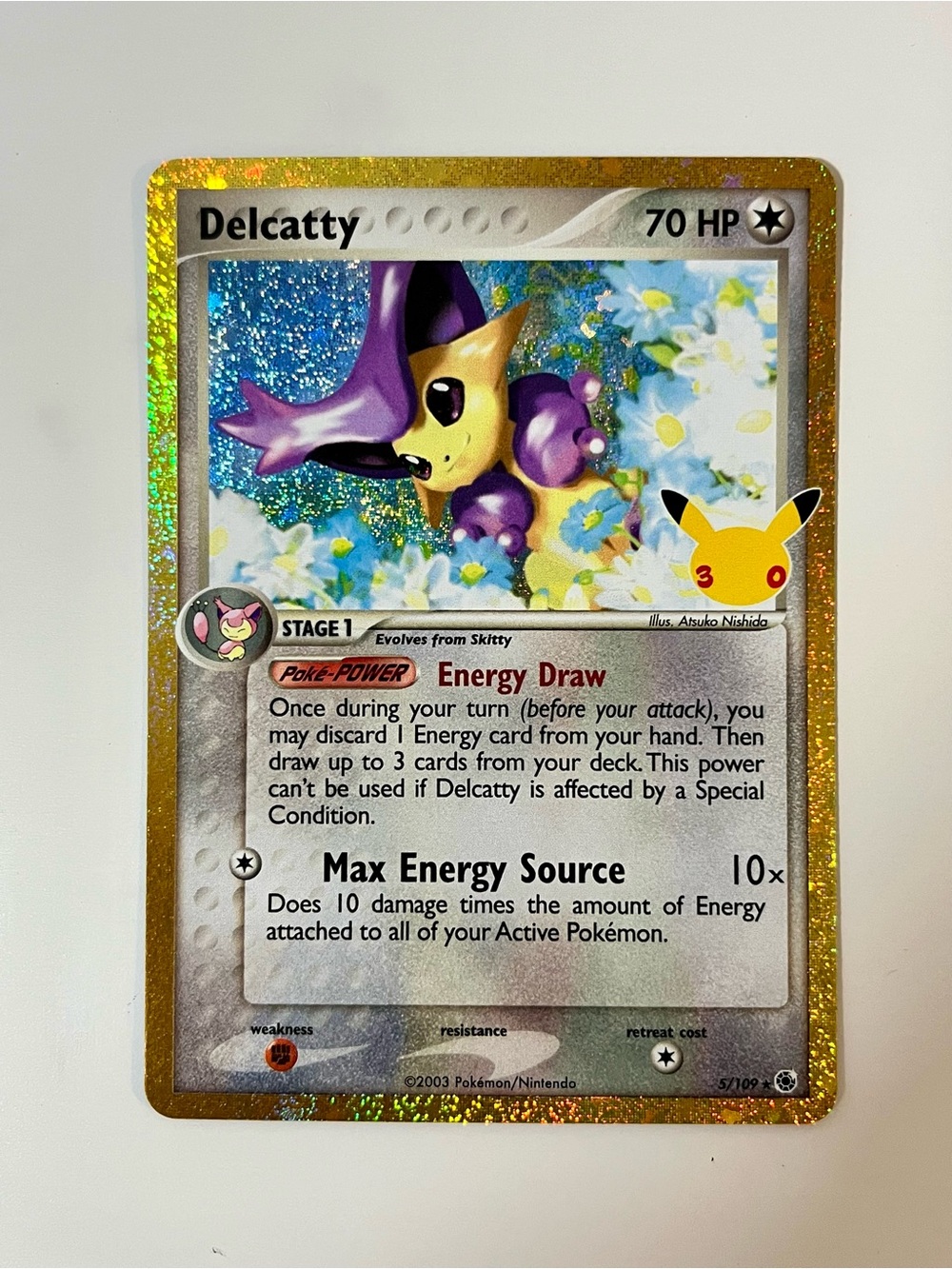 Authentic Holo Delcatty 5/109 Pokemon 30th Celebration Card